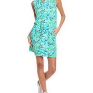 IBKUL Rachel Jade Sleeveless Drawstring Dress Golf Tennis SPF50 Stretch L NWOT